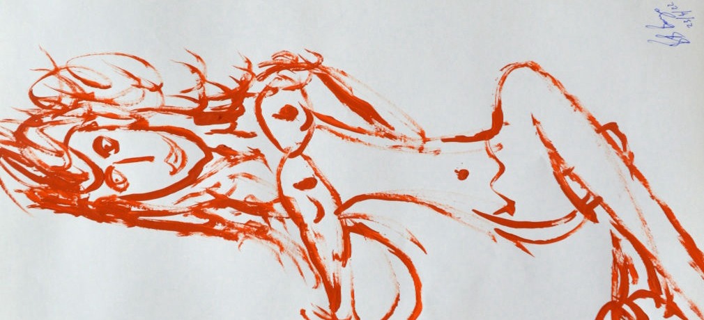 Bra off Pin up by BB Bango acrylic on paper. Sold to Wight collector May 2022